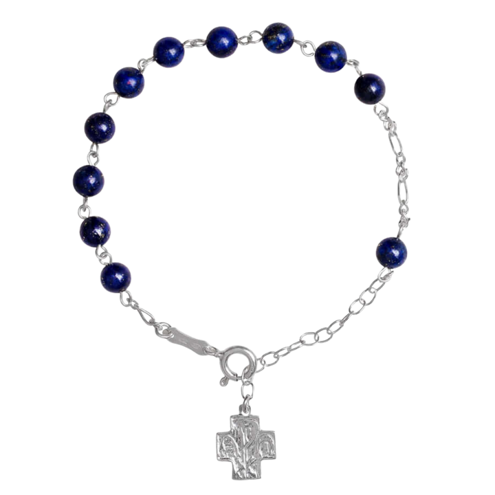 ROSARY BRACELET LAPIS LAZULI - SILVER