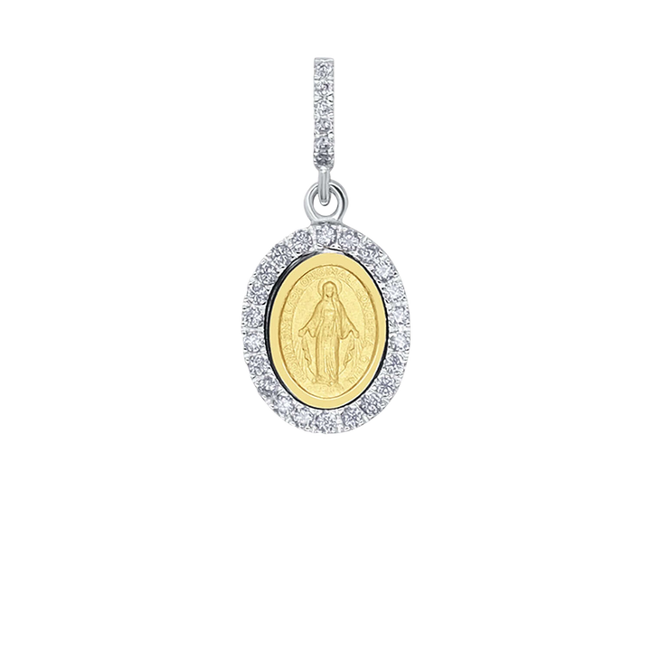 MIRACULOUS MEDAL - ZIRCONIA MEDAL - BICOLOR GOLD