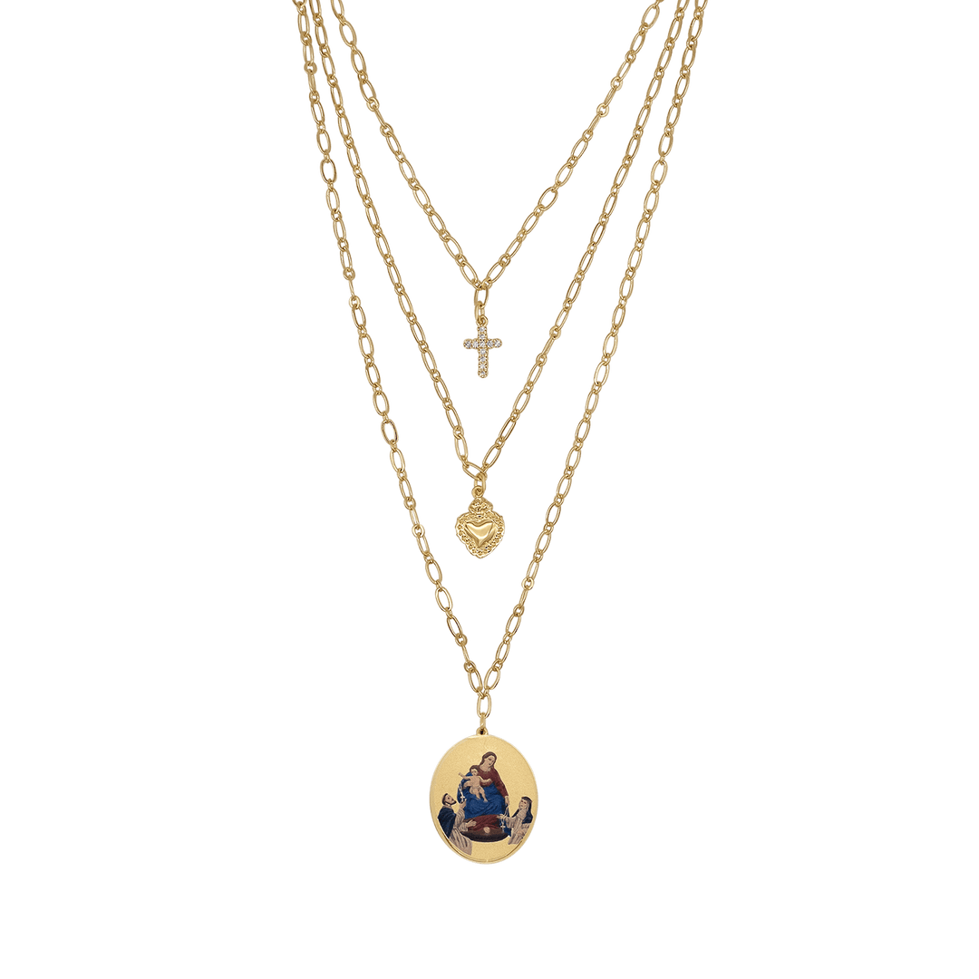OUR LADY OF POMPEII - LAYERED NECKLACE