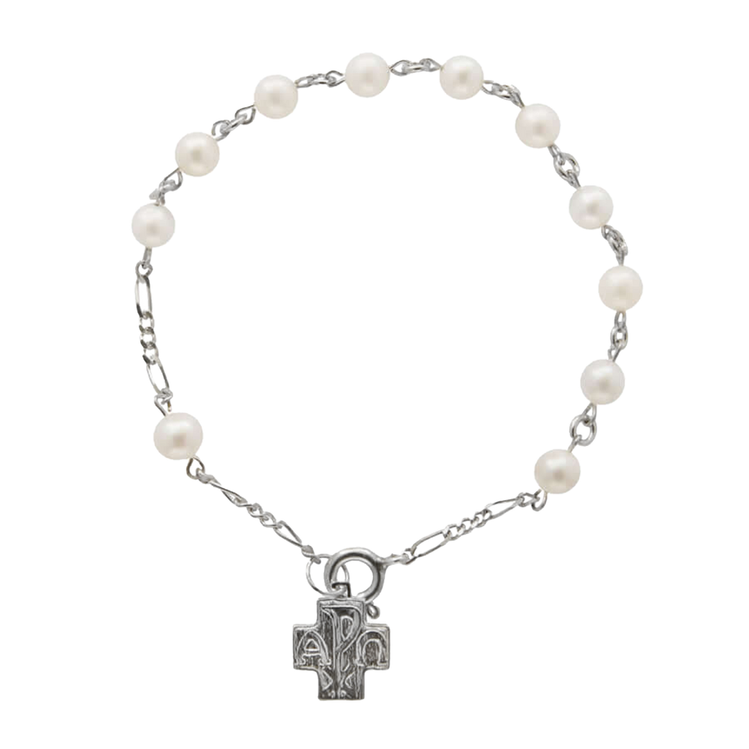 PEARL ROSARY BRACELET - SILVER