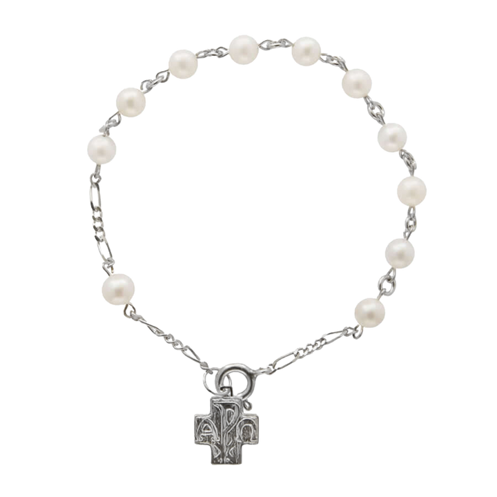 PEARL ROSARY BRACELET - SILVER
