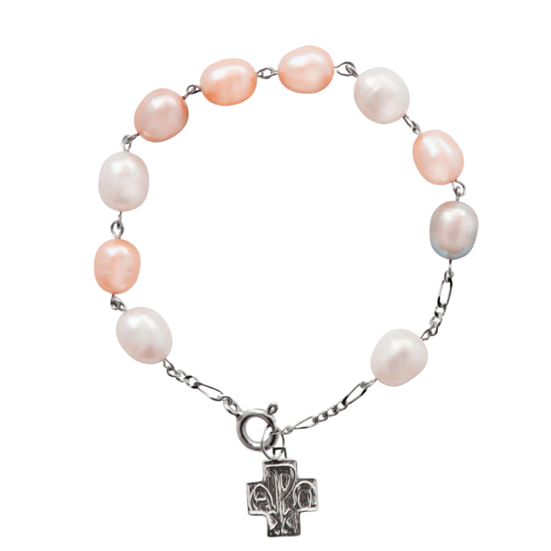 PEARL ROSARY BRACELET - SILVER