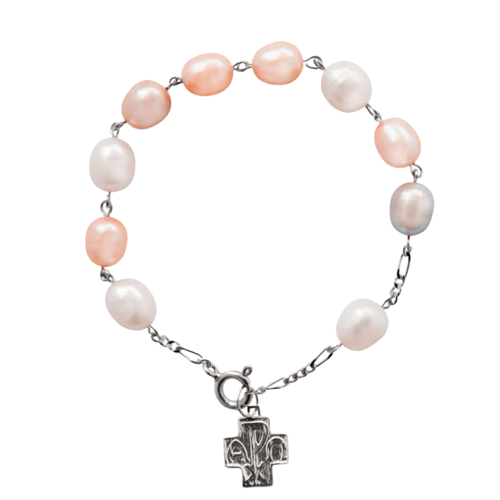 PEARL ROSARY BRACELET - SILVER
