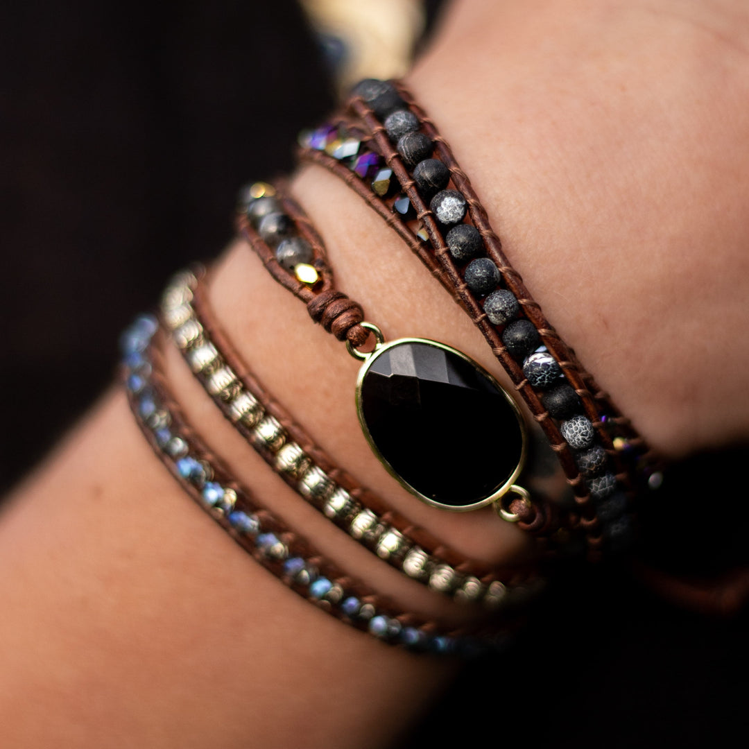 "Mastery Symbol" Onyx Wrap Bracelet