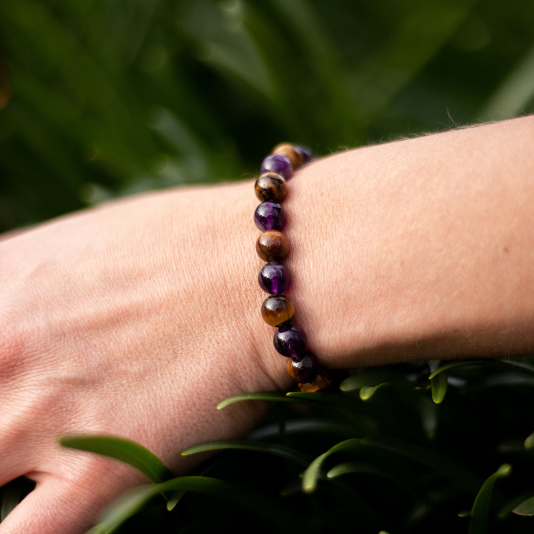 "Deliverance" Bracelet in Amethyst & Tiger's Eye
