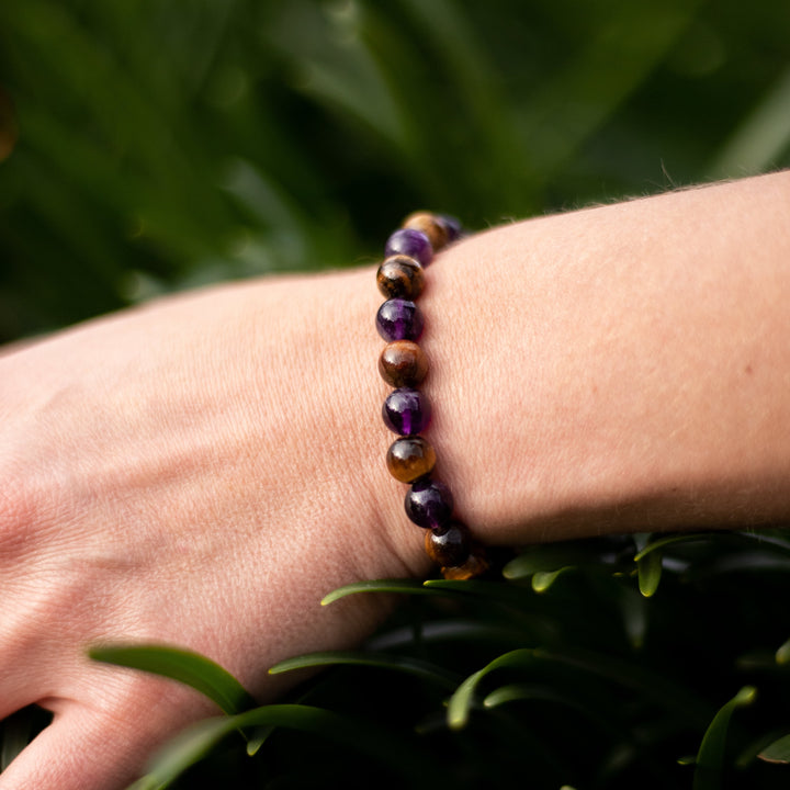 "Deliverance" Bracelet in Amethyst & Tiger's Eye