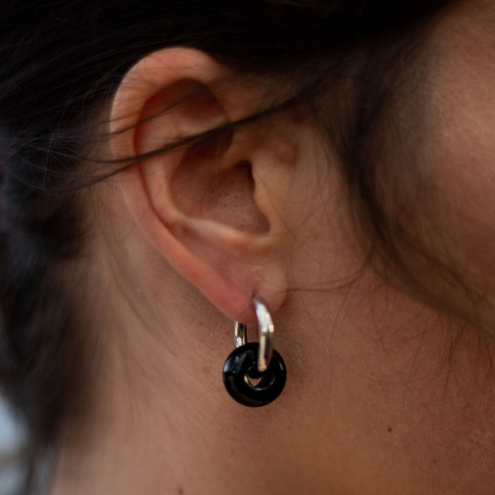 "Double Creole" Earrings in Natural Stones