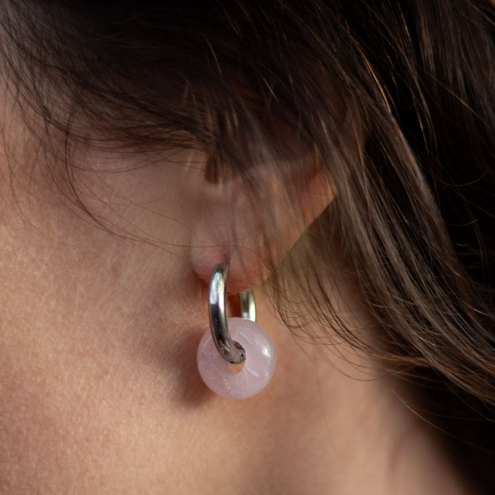 "Double Creole" Earrings in Natural Stones