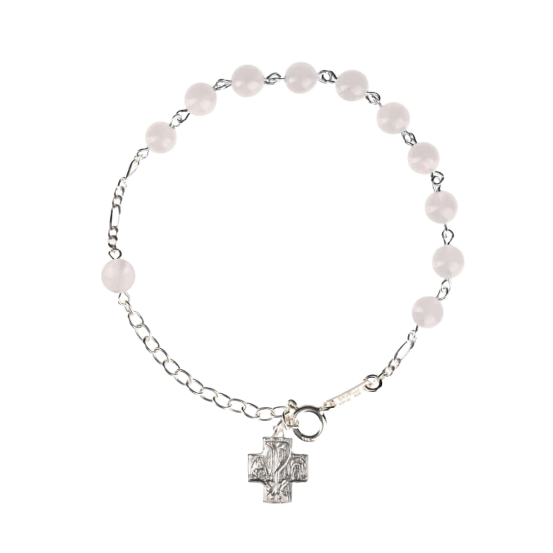 ROSARY BRACELET - PINK QUARTZ - SILVER