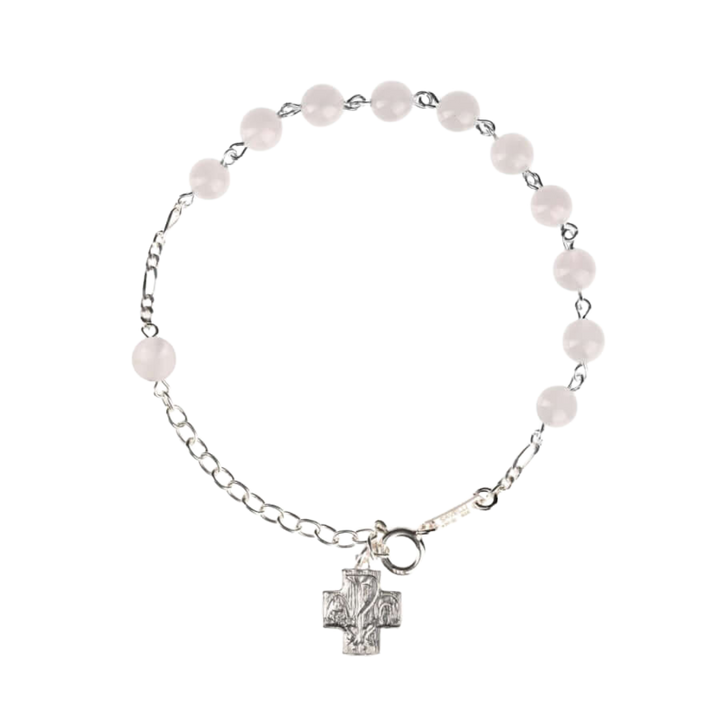 ROSARY BRACELET - PINK QUARTZ - SILVER