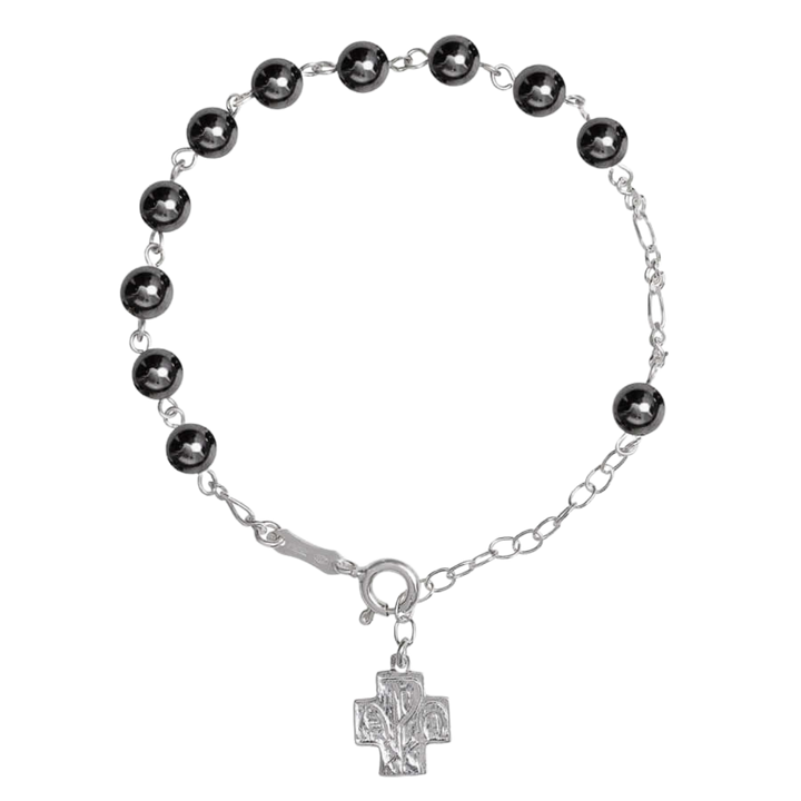 ROSARY BRACELET HEMATITE - SILVER