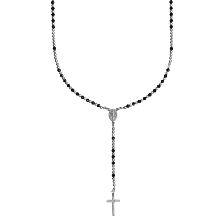 MEN'S ROSARY NECKLACE - SILVER
