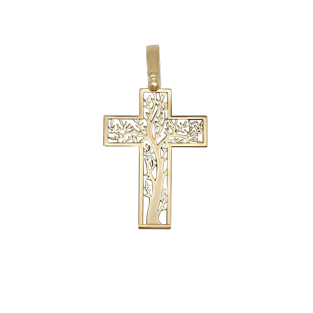 TREE OF LIFE CROSS PENDANT - VERMEIL SILVER