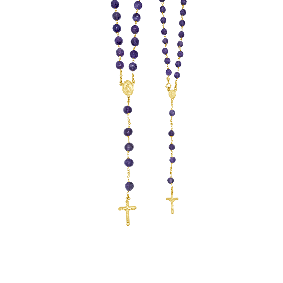 AMETHYST ROSARY BEADS - GOLD