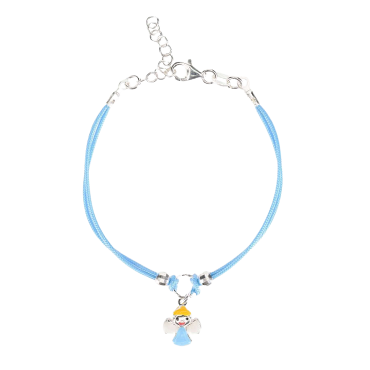 BABY ARMBAND - BLUE CORD - SILVER
