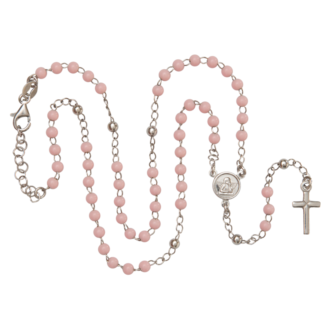 BABY GIRL ROSARY NECKLACE - SILVER