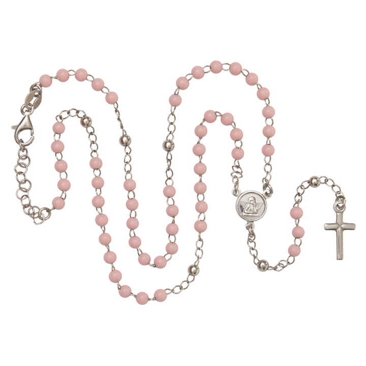 BABY GIRL ROSARY NECKLACE - SILVER