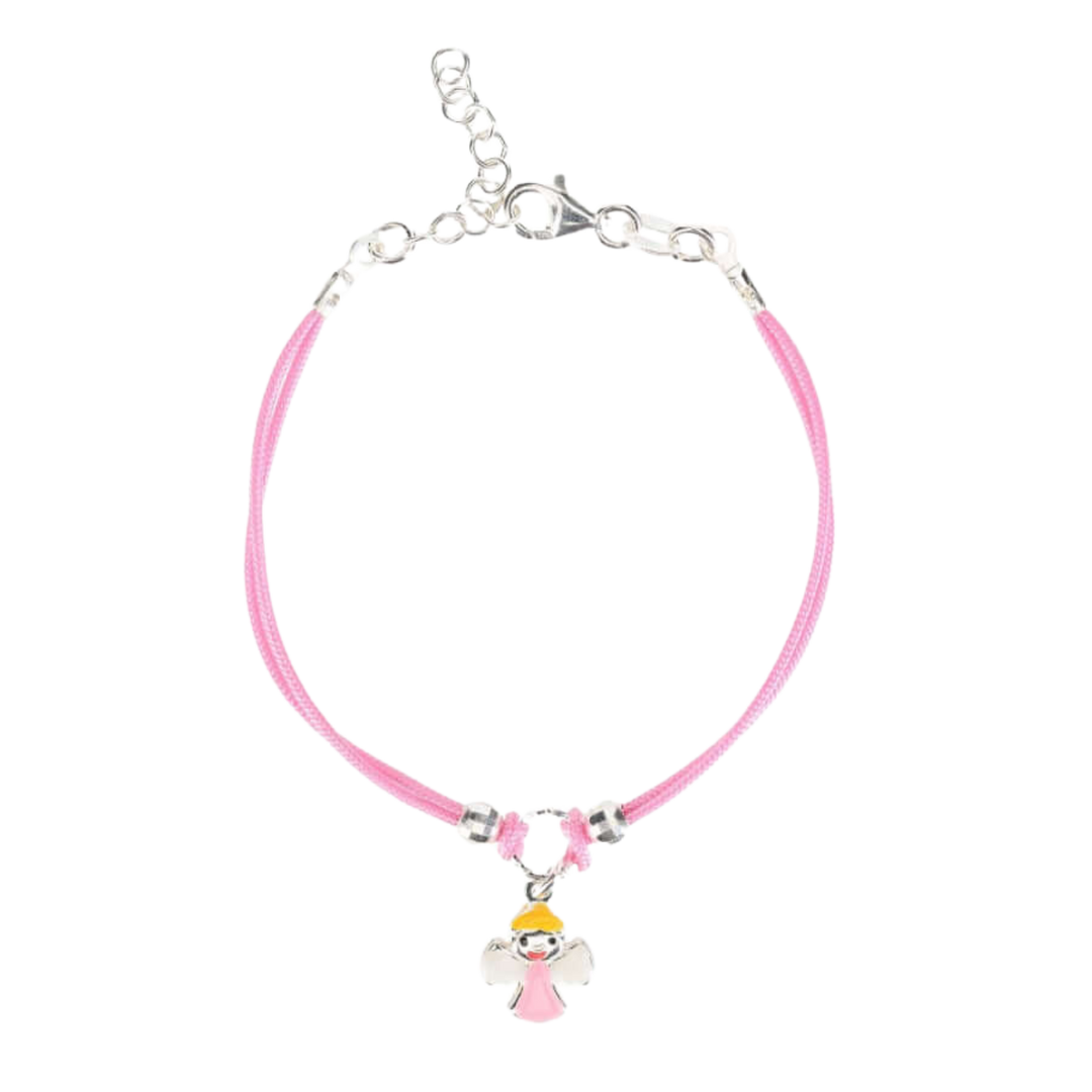 PINK BABY ARMBAND - CORD - SILVER