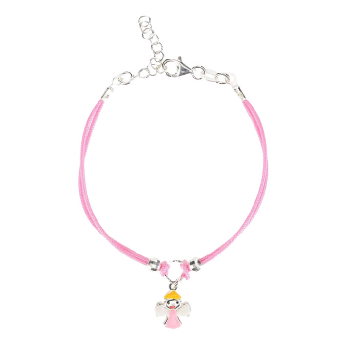 PINK BABY ARMBAND - CORD - SILVER