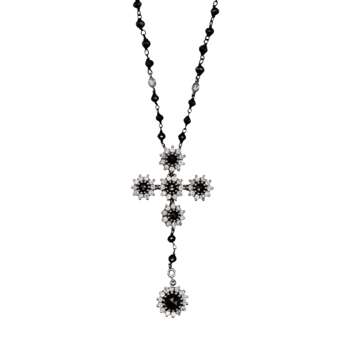 WHITE AND BLACK DIAMOND NECKLACE - GOLD