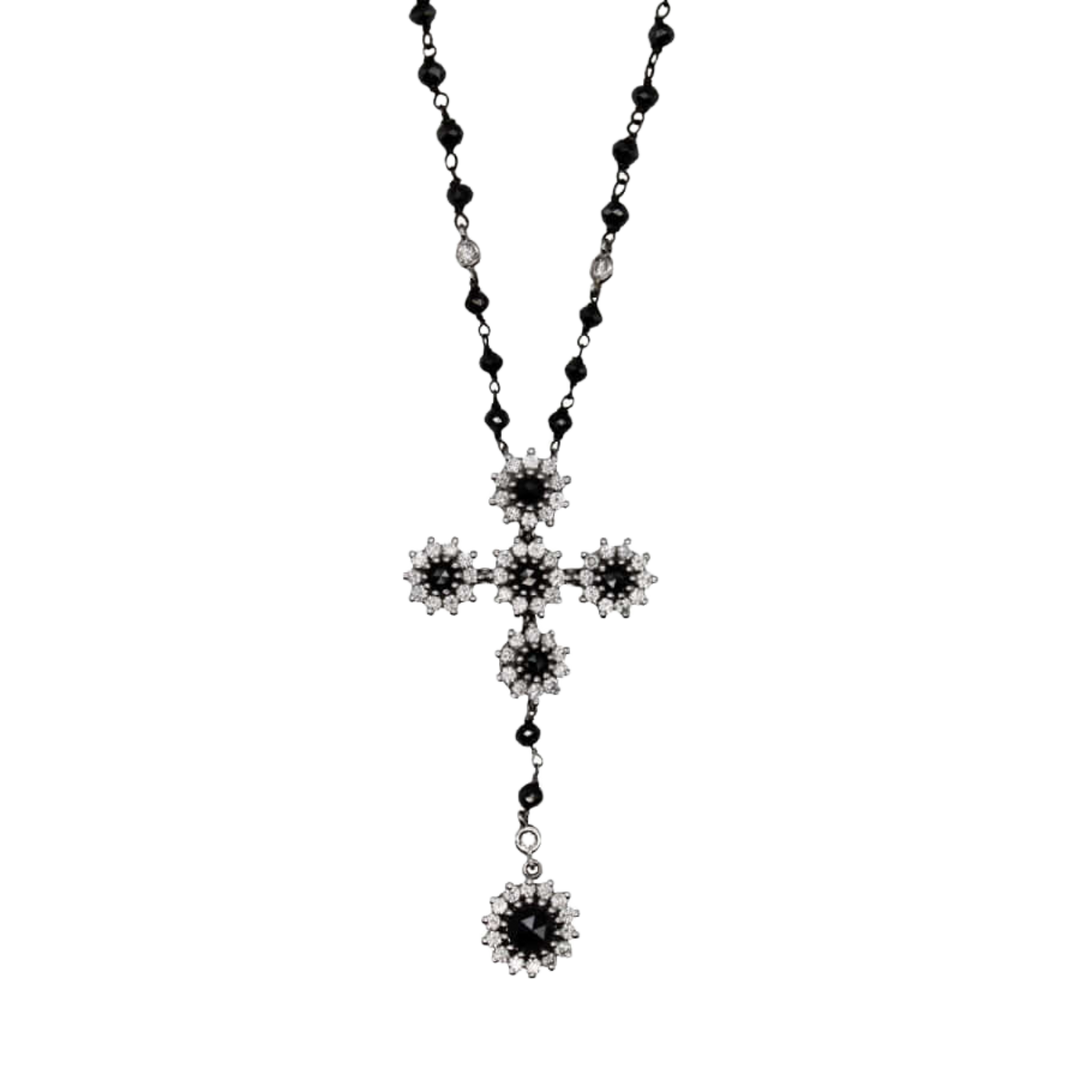 WHITE AND BLACK DIAMOND NECKLACE - GOLD