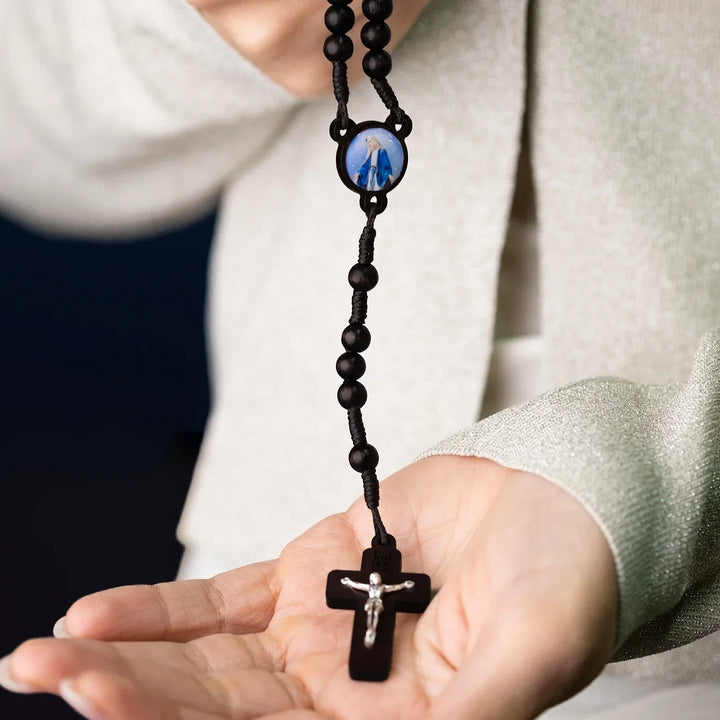 BLACK WOOD ROSARY - ROPE