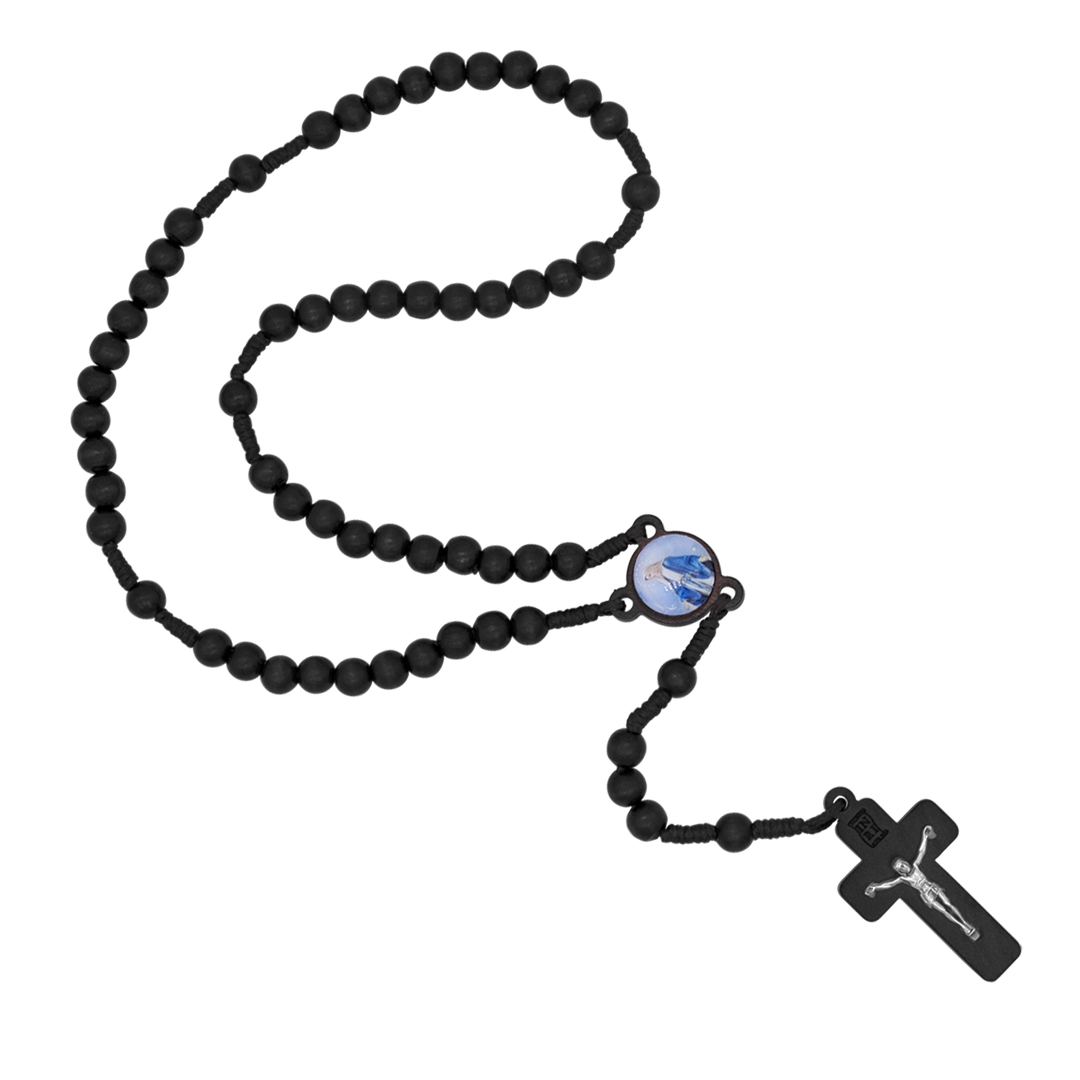 BLACK WOOD ROSARY - ROPE