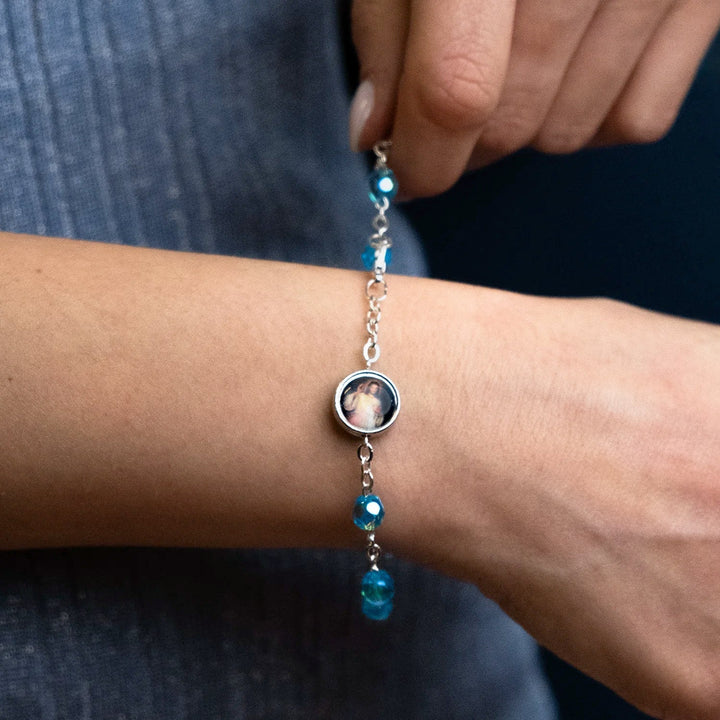 CRYSTAL ROSARY BRACELET - METAL