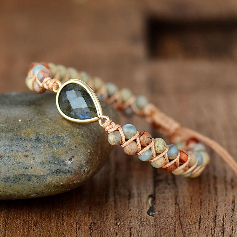 "Audacity" Braided Bracelet in Jasper & Labradorite