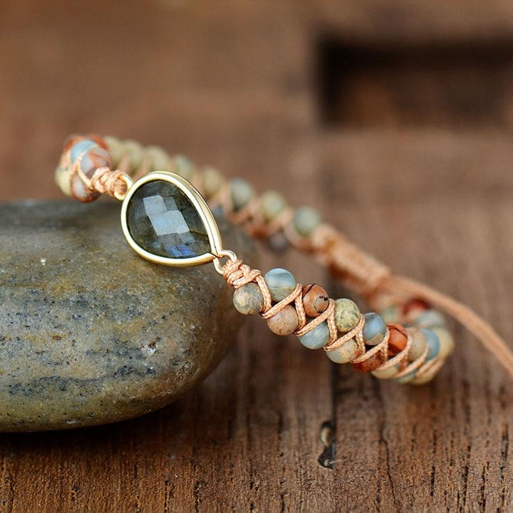 "Audacity" Braided Bracelet in Jasper & Labradorite
