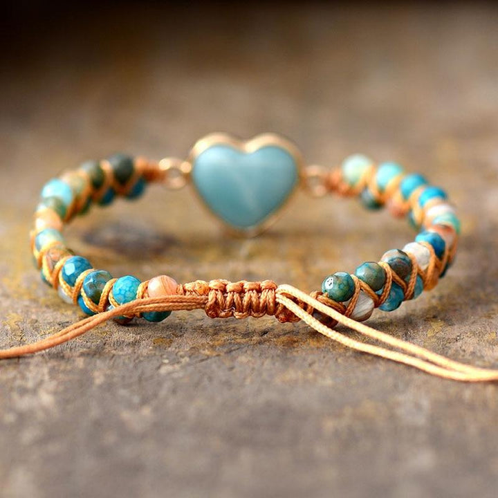 "Woven Heart" Bracelet in Amazonite