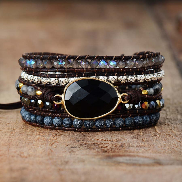 "Mastery Symbol" Onyx Wrap Bracelet