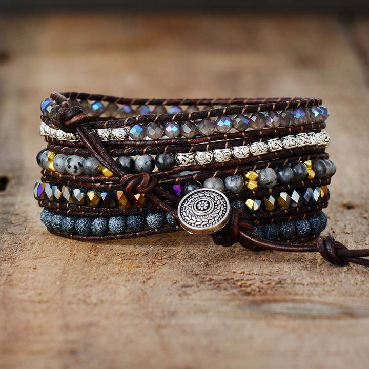 "Mastery Symbol" Onyx Wrap Bracelet