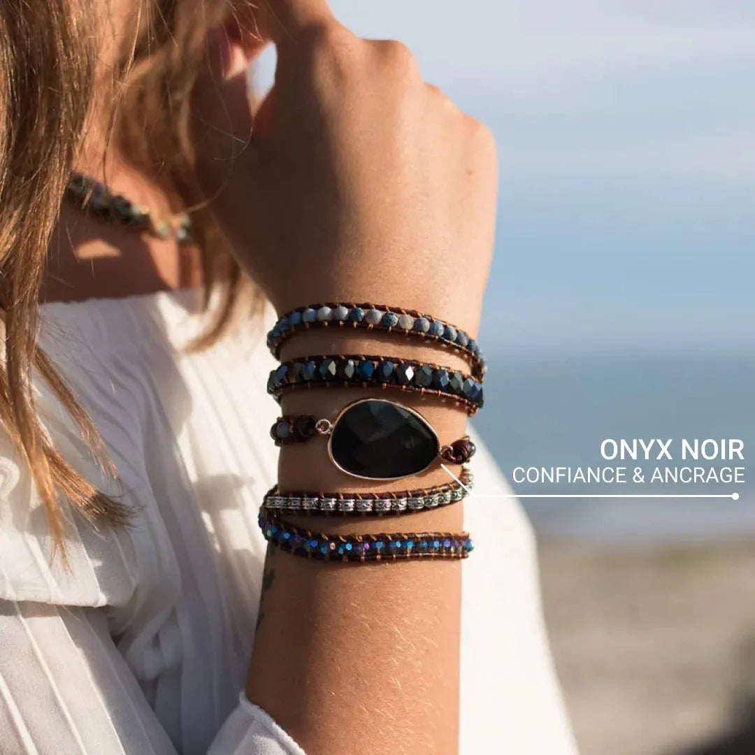 "Mastery Symbol" Onyx Wrap Bracelet