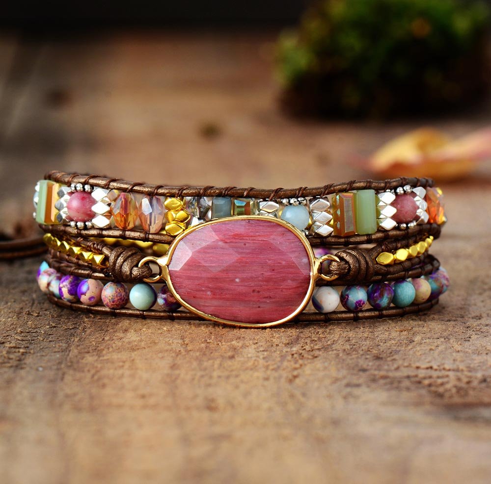 "Softness of the Heart" Rhodochrosite Wrap Bracelet
