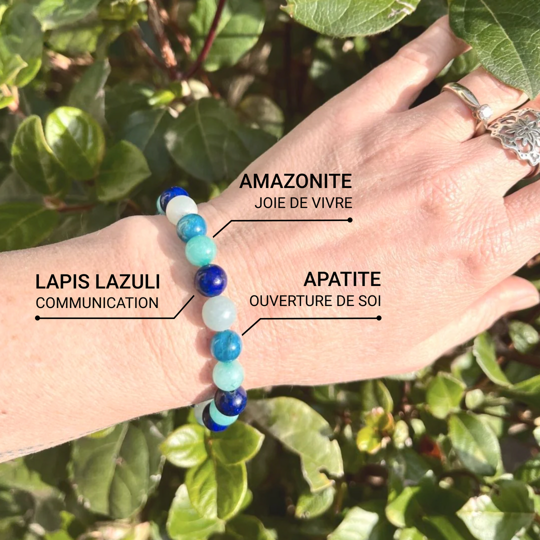 "Ocean" Bracelet in Amazonite, Lapis Lazuli, Aquamarine & Apatite