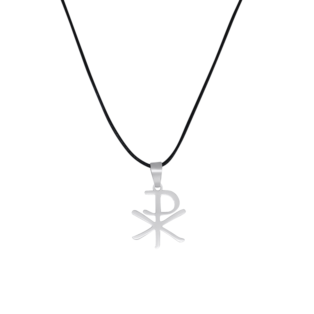 CHRISTOGRAM - RUBBER CORD AND STEEL - NECKLACE