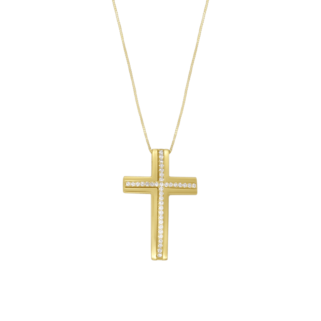 CROSS NECKLACE - ZIRCONIA AND GOLD