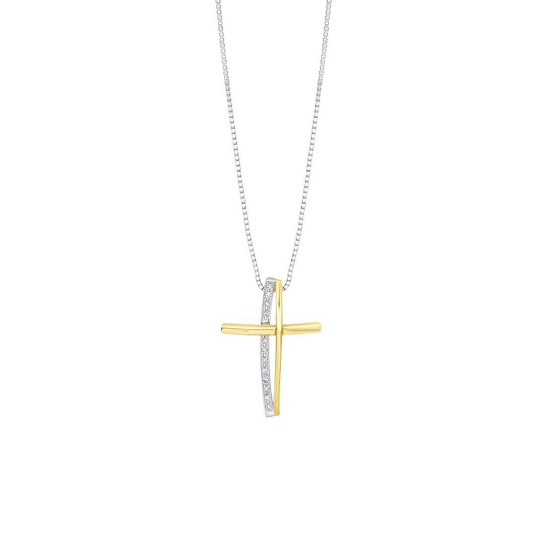 CROSS NECKLACE - DIAMONDS AND GOLD
