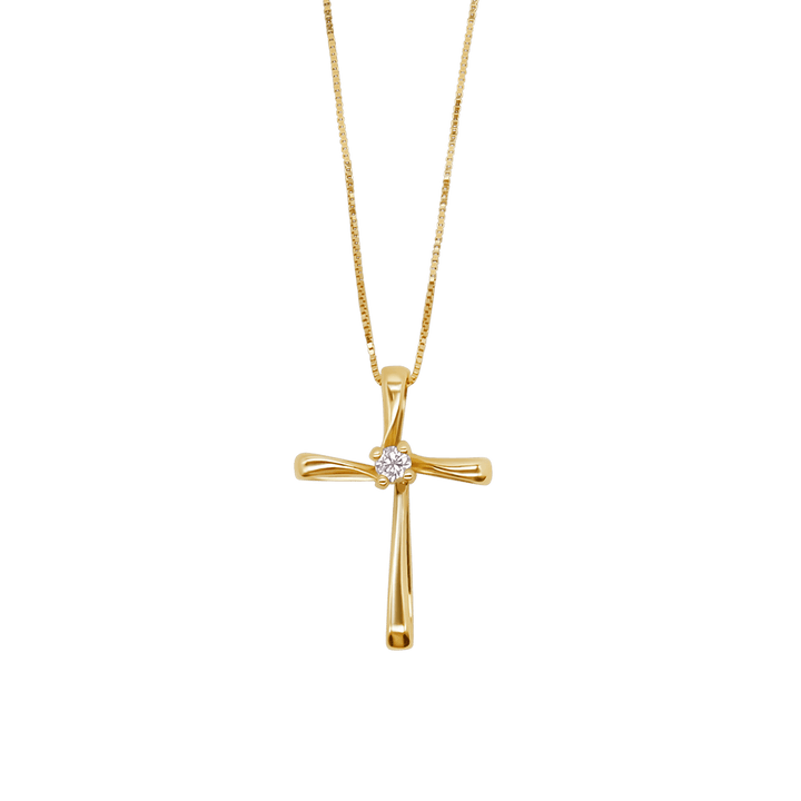 CROSS DIAMOND NECKLACE - GOLD