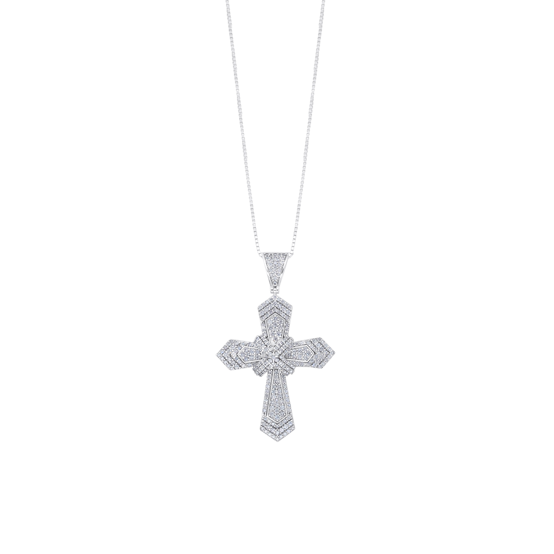 CROSS DIAMOND NECKLACE - WHITE GOLD