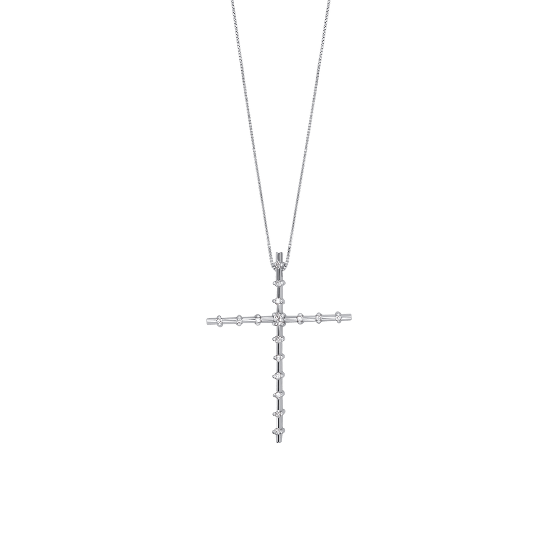CROSS DIAMOND NECKLACE - WHITE GOLD