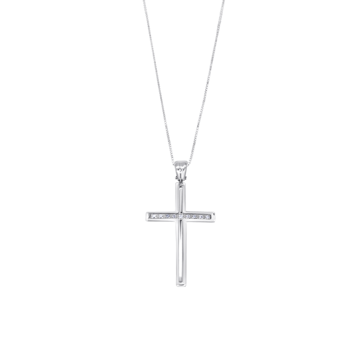 CROSS AND CHAIN - DIAMONDS - WHITE GOLD