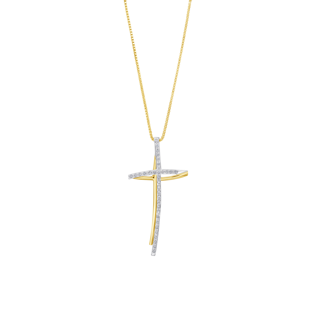CROSS NECKLACE - DIAMONDS AND GOLD