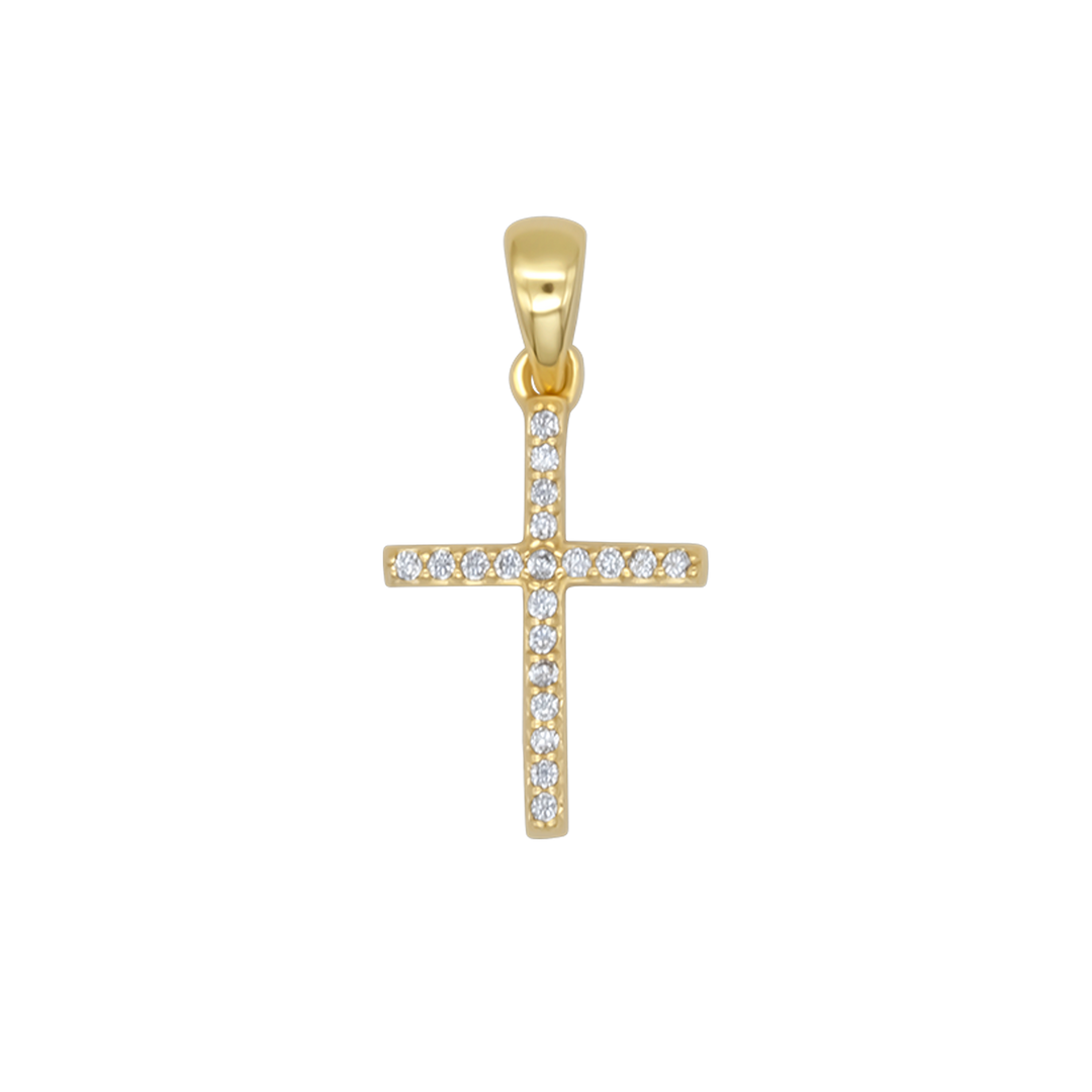 CROSS PENDANT - ZIRCONIA AND GOLDEN SILVER