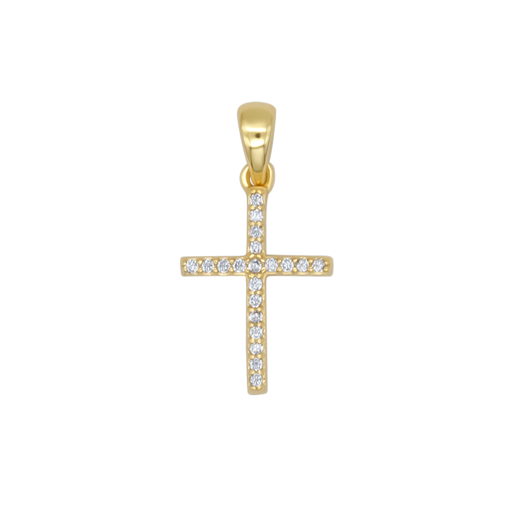 CROSS PENDANT - ZIRCONIA AND GOLDEN SILVER