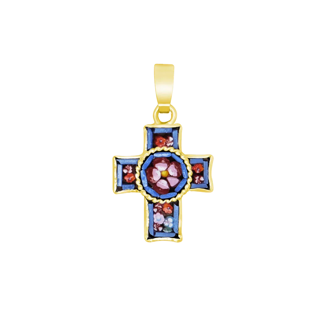 CROSS PENDANT - MICROMOSAIC JEWELRY - GOLD METAL