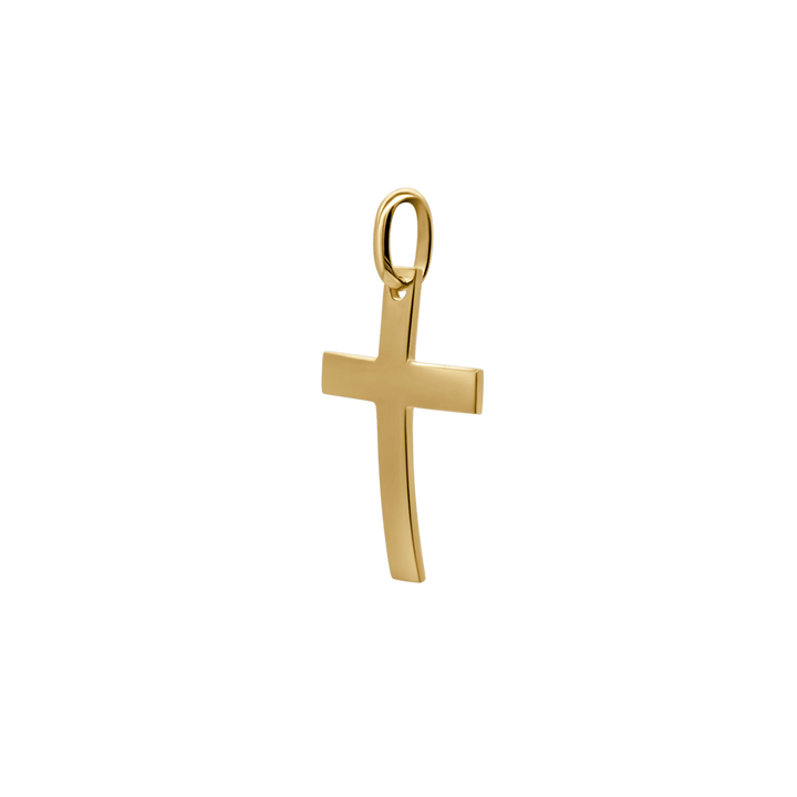 CURVED CROSS PENDANT - GOLD