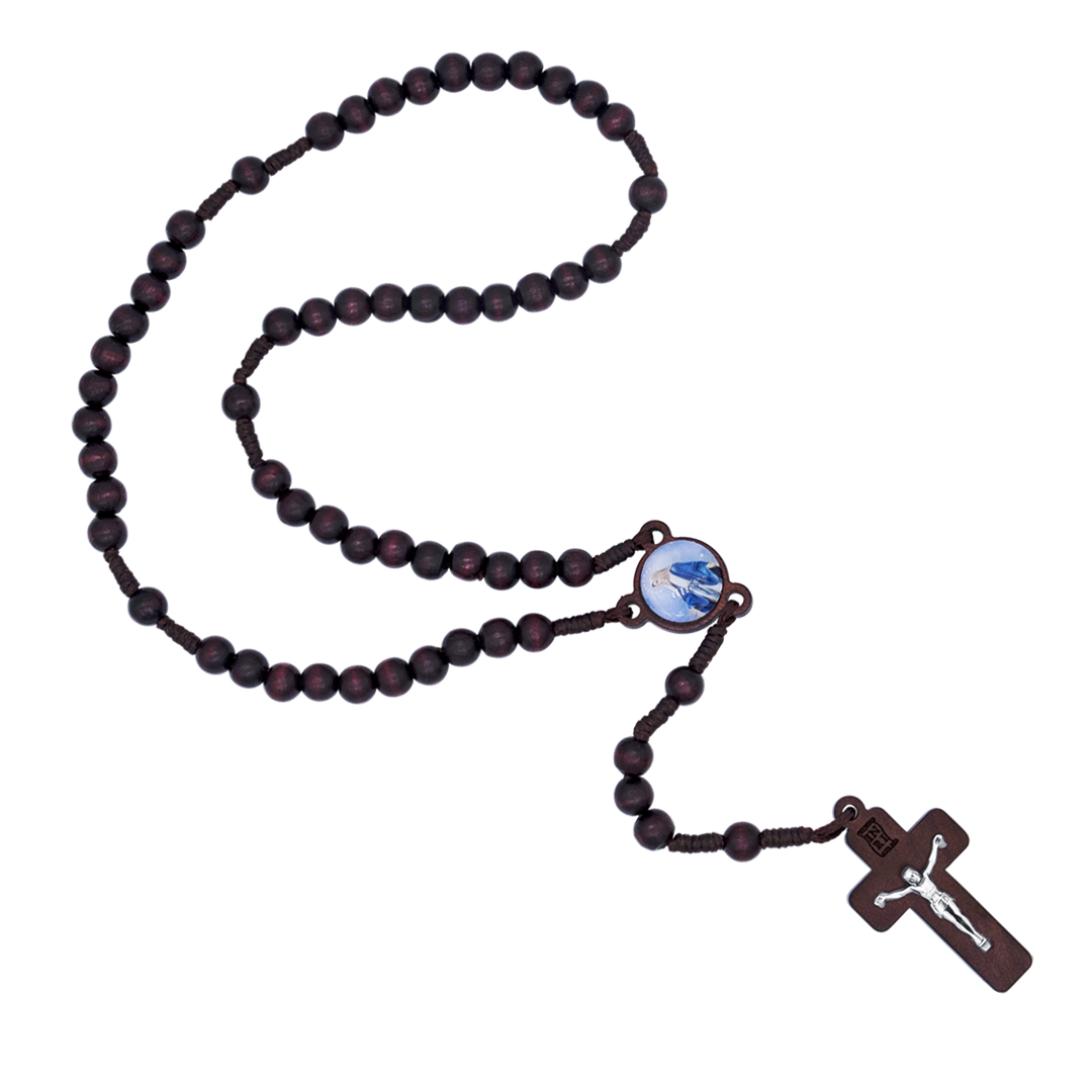 DARK WOOD BEAD ROSARY - ROPE