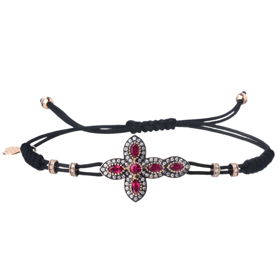 CROSS - CHRISTIAN BRACELET - GOLD, DIAMONDS, AND RUBIES